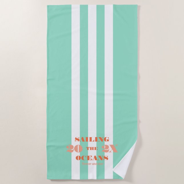 Toalla De Playa Nautical Celebration Stripes logo (Anverso)