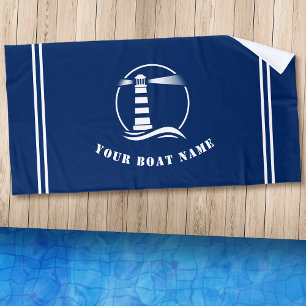 Toalla De Playa Nautical Classic Lighthouse Naval Nautical Blue