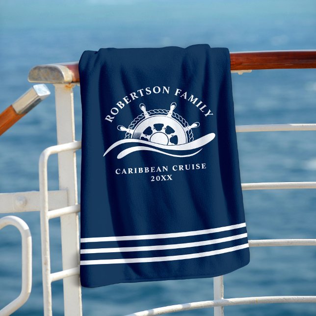 Toalla De Playa Nautical Family Cruise Ship Wheel Navy Blue (Subido por el creador)
