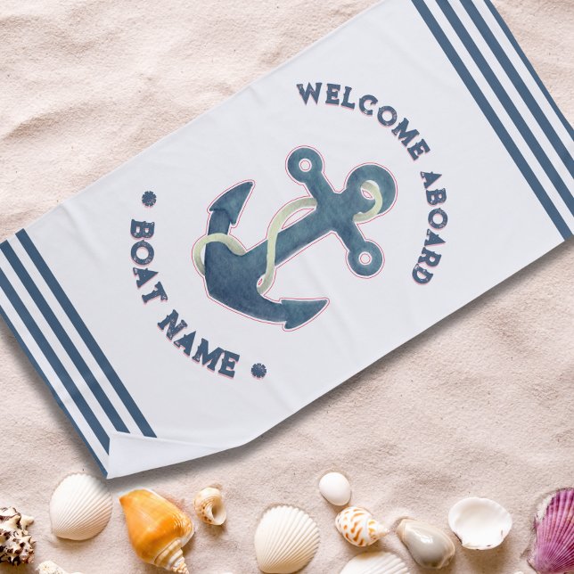 Toalla De Playa Nautical Personalizado nombre del barco bienvenida (Subido por el creador)