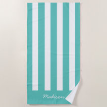 Nautical Turquoise & White Stried Custom Name
