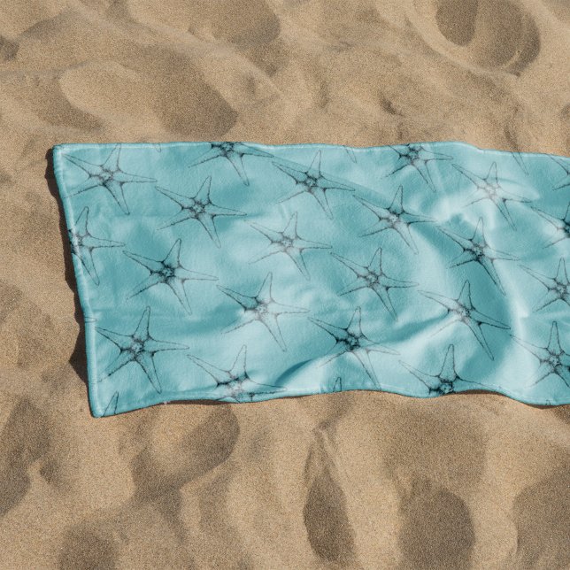Toalla De Playa Náutico bajo el mar patrón estelar moderno azul (Subido por el creador)