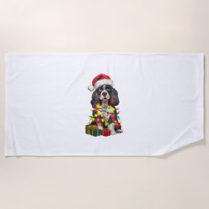 Toalla De Playa Navidad iluminando Santa Hat Perro Malamute Alaska