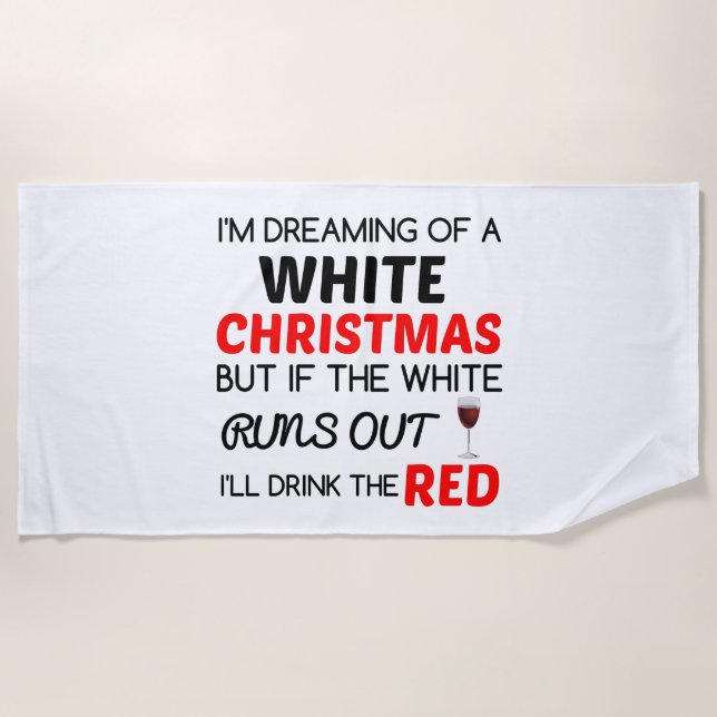 TOALLA DE PLAYA NAVIDADES BLANCOS VINO ROJO (Anverso)