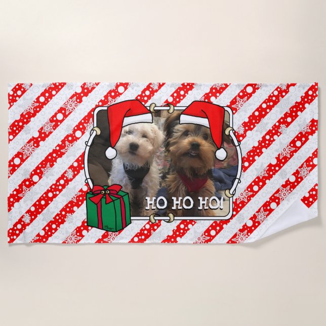 Toalla De Playa Navidades de fotografía personalizado Santa Hat Ma (Anverso)