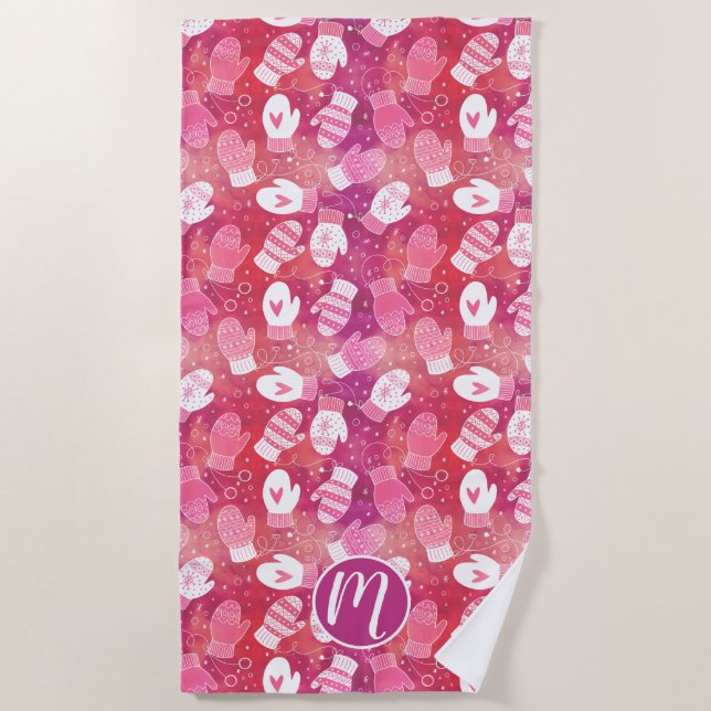 Toalla De Playa Navidades de invierno reducen el patrón en rosa (Anverso)