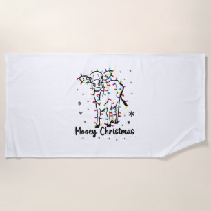 Toalla De Playa Navidades de Mooey de vaca y árbol ligero divertid