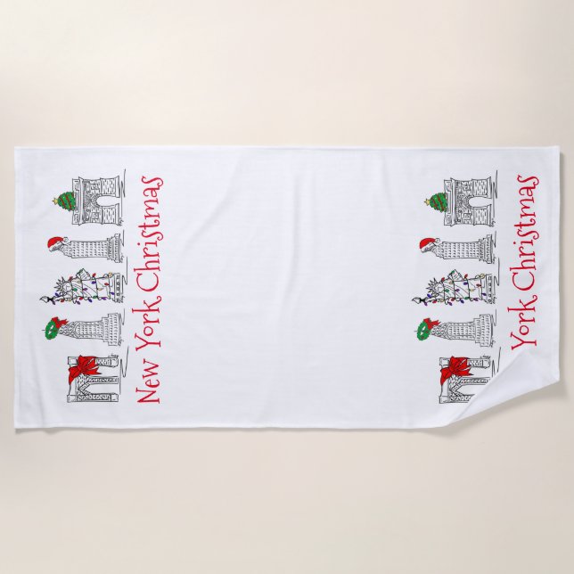 Toalla De Playa Navidades de Nueva York y lugar de vacaciones navi (Anverso)