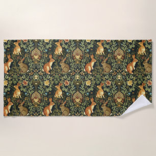 Toalla De Playa Navidades de William Morris Woodland Floral Rabbit