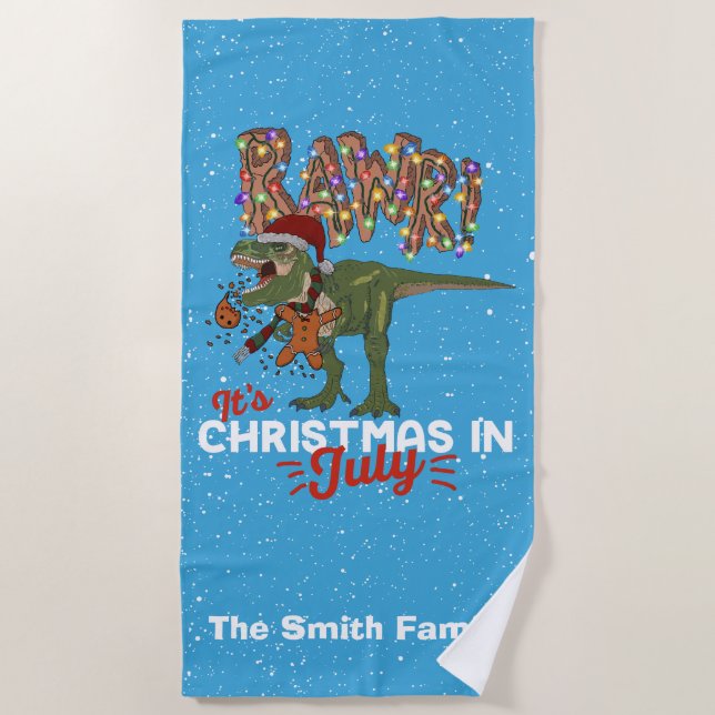 Toalla De Playa Navidades en julio de Dinosaur son divertidos y pe (Anverso)