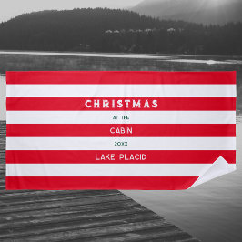 Toalla De Playa Navidades En La Cabina Red Nautical Stripe Lake