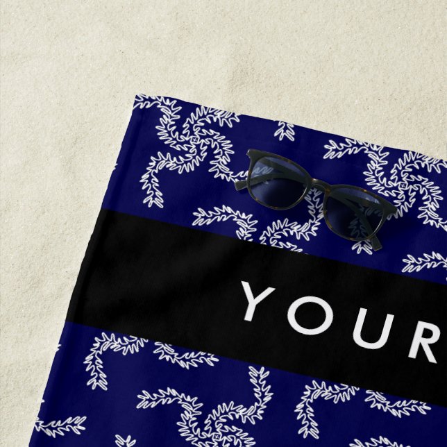 Toalla De Playa Navidades Garland, Blue, Su nombre, Personalizar (In situ)