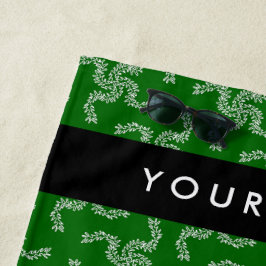 Toalla De Playa Navidades Garland, Green, Your name, Personalize