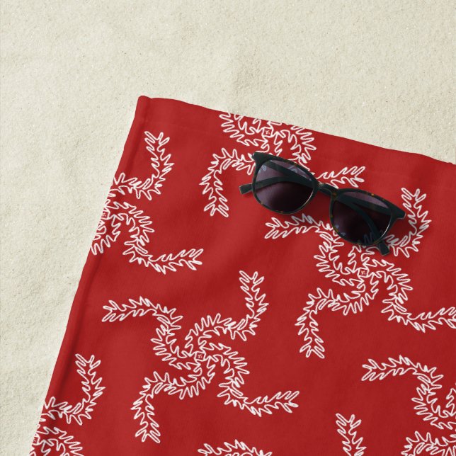 Toalla De Playa Navidades Garland Red, decoración de Navidades, na (In situ)