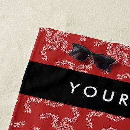 Toalla De Playa Navidades Garland, Red, Tu nombre, Personalizar