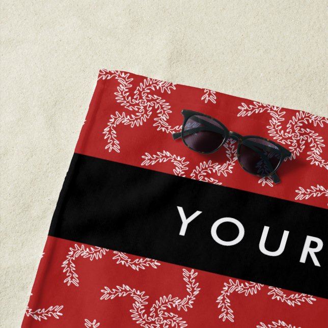 Toalla De Playa Navidades Garland, Red, Tu nombre, Personalizar (In situ)