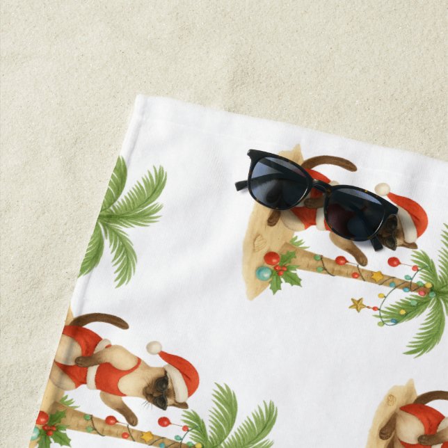 Toalla De Playa Navidades gatos en julio flor hawaiana roja hibisc (In situ)