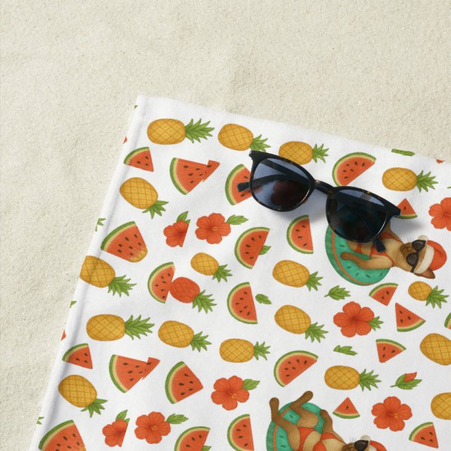 Toalla De Playa Navidades gatos en julio flor hawaiana roja hibisc (In situ)