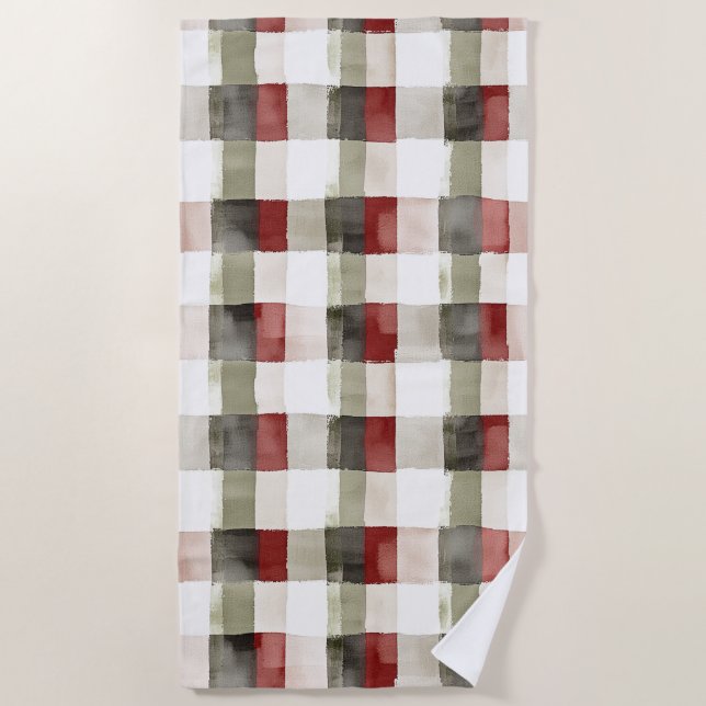 Toalla De Playa Navidades Pine Green Ivory Red Stripes (Anverso)