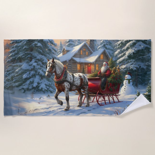 Toalla De Playa Navidades Sleigh Santa (Anverso)