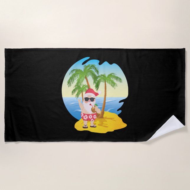 Toalla De Playa Navidades Tropical Beach Funny Santa Claus (Anverso)