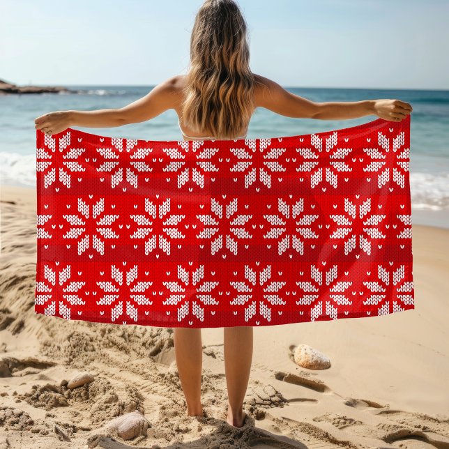 Toalla De Playa Navidades Vacaciones en invierno rojas blancas roj (Subido por el creador)