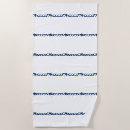 Toalla De Playa Navy Blue blanco, cuerdas náuticas