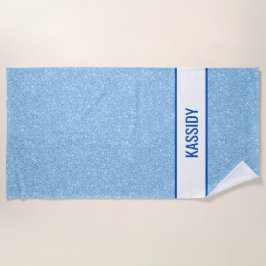Toalla De Playa Navy + Blue Faux Glitter Bachelorette