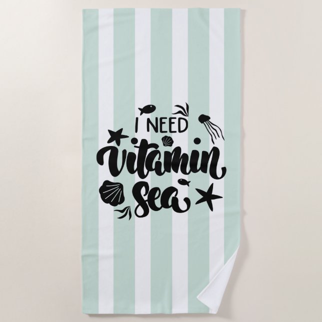 Toalla De Playa Necesito el mar de la vitamina (Anverso)
