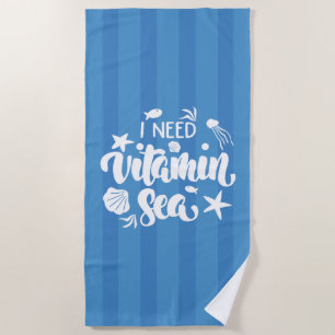 Toalla De Playa Necesito el mar de la vitamina