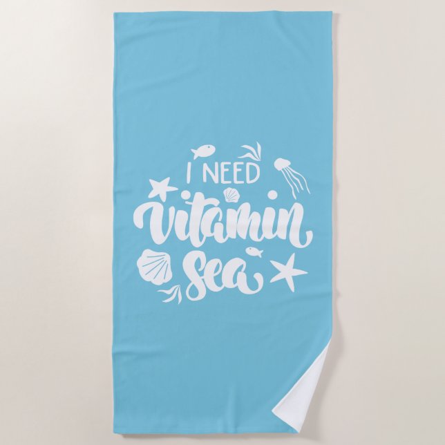 Toalla De Playa Necesito el mar de la vitamina (Anverso)