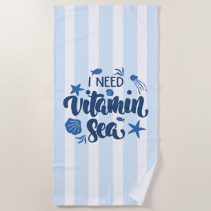 Toalla De Playa Necesito el mar de la vitamina