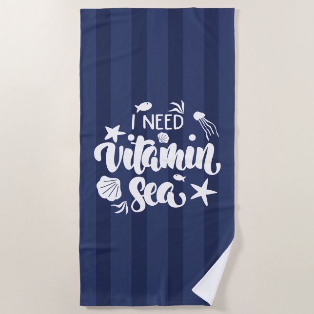 Toalla De Playa Necesito Mar De Vitamina (Anverso)