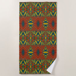 Toalla De Playa Negrita Resumen Hippie Rojo Amarillo Azul Trippy