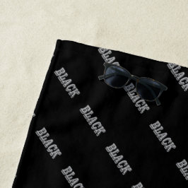 Toalla De Playa Negro Con Texto Gris Sobre Color Sólido Negro