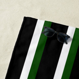 Toalla De Playa Negro Profundo Verde Blanco Rayado