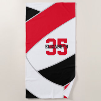 Toalla De Playa negro rojo o CUALQUIER color voleibol personalizad