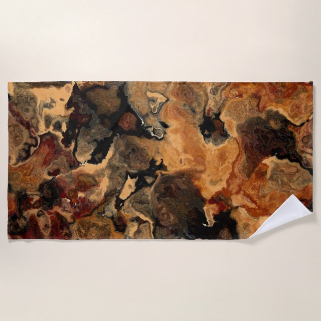 Toalla De Playa Negro, Rojo y Óxido (Anverso)