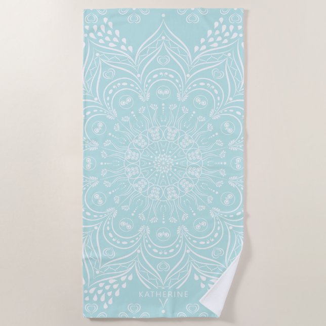 Toalla De Playa Neo Mint Mandala Elegant Boho Pattern Template (Anverso)