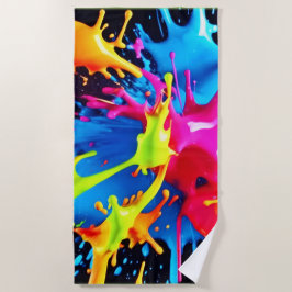 Toalla De Playa Neón brillante estalla en arte abstracto