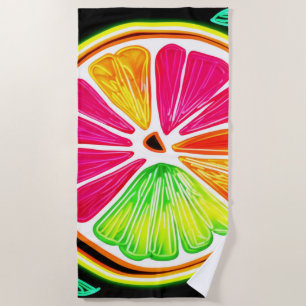 Toalla De Playa Neon Citrus Fruit Fiesta
