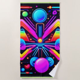 Toalla De Playa Neon Cosmic Kaleidoscope