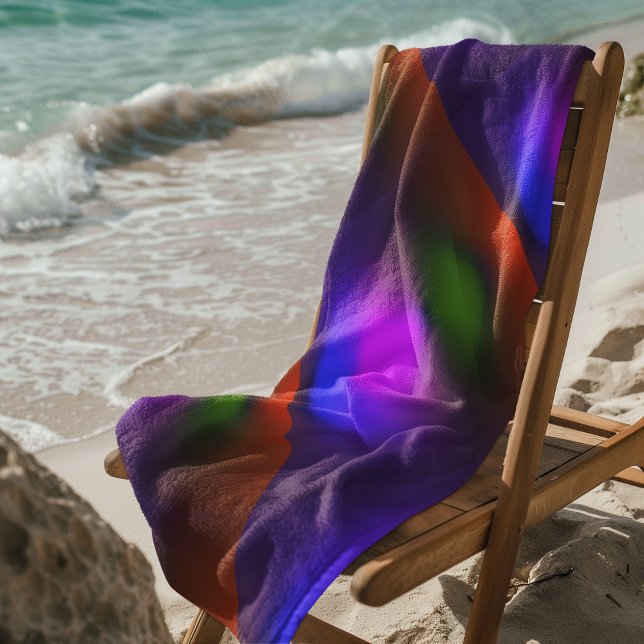 Toalla De Playa Neón de azul, púrpura, verde y Naranja (Mosaic Solid Red Textured Pattern Beach Towel)