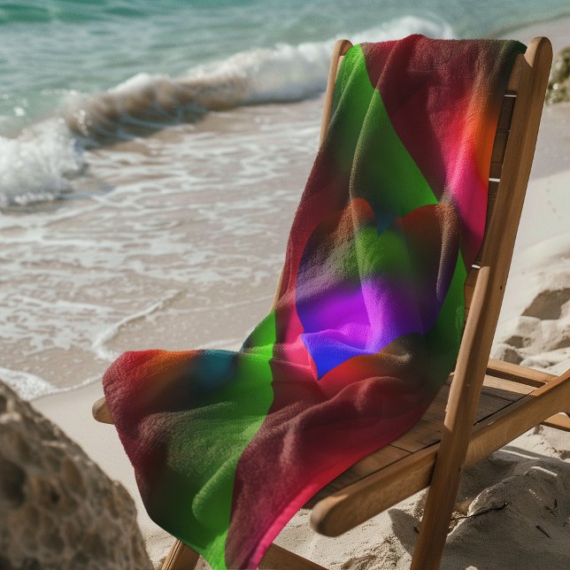 Toalla De Playa Neón de rojo, rosa, verde Naranja (Neon of Red, Pink, Orange Green Beach Towel)