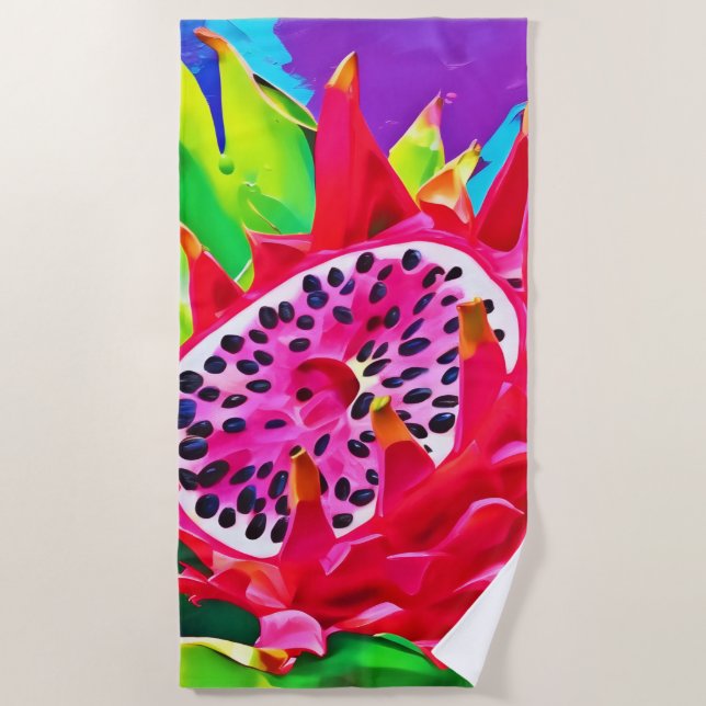 Toalla De Playa Neon Dragon Fruit Splendor (Anverso)