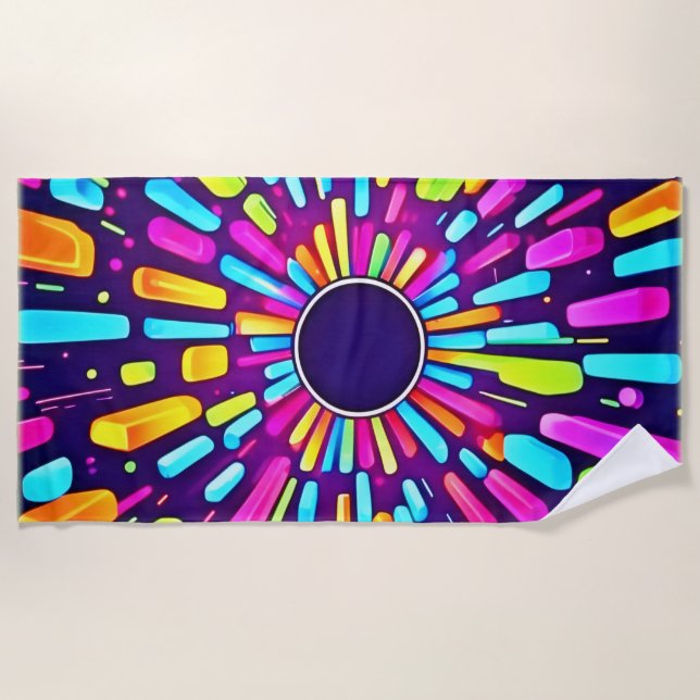 Toalla De Playa Neon Dreamscape: Un viaje psicodélico (Anverso)
