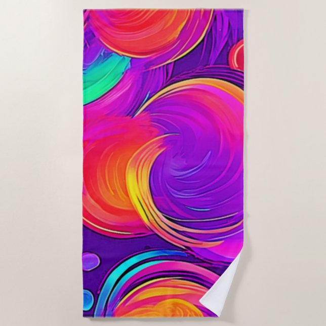 Toalla De Playa Neón Etéreo: Sueños Abstractos (Anverso)