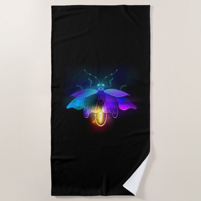 Toalla De Playa Neon Firefly en negro (Anverso)