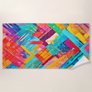 Toalla De Playa Neon Geometric Dreamscape