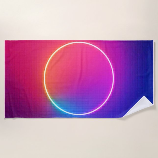 Toalla De Playa Neon Glow Circle Abstract Art (Anverso)